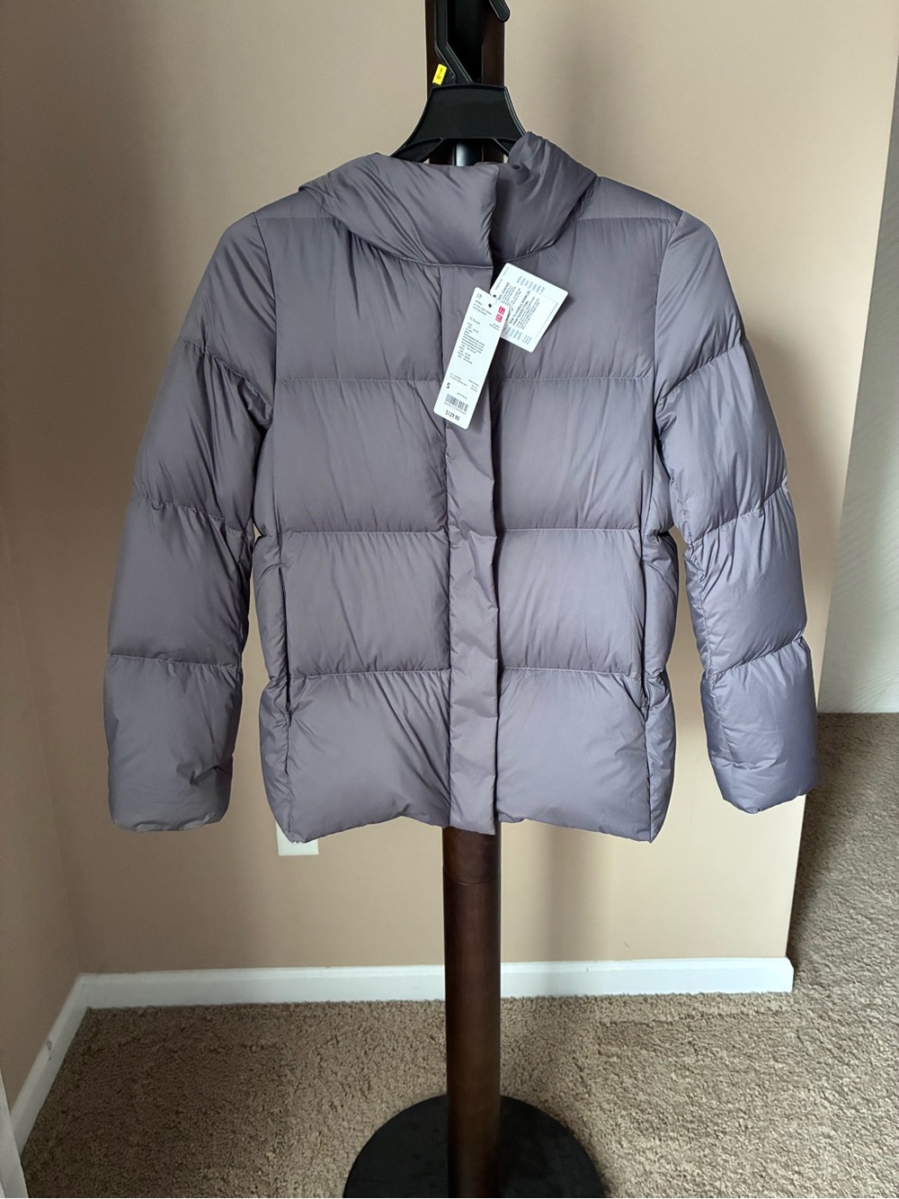 Uniqlo Women's Hooded Quilted Puffer Jacket - Light Gray